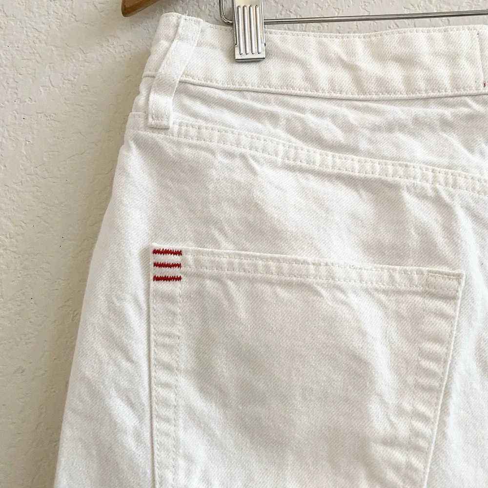 BDG Urban Outfitters 90's Long Inseam Cutoff Denim White Shorts Button Fly SZ 32